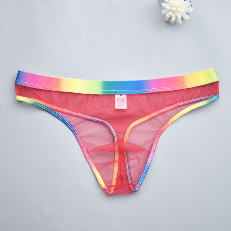 Átlátszó fehérnemű ruha, szivárványos szélű, férfi T-back meleg, átlátszó, intim ruhák, szexi SM_voghion.com