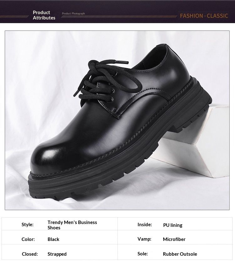 WalkPrime Derby da uomo, stivali bassi Martin, stile britannico, punta tonda, robusti, neri, scarpe casual in pelle con suola spessa, versatili_voghion.com