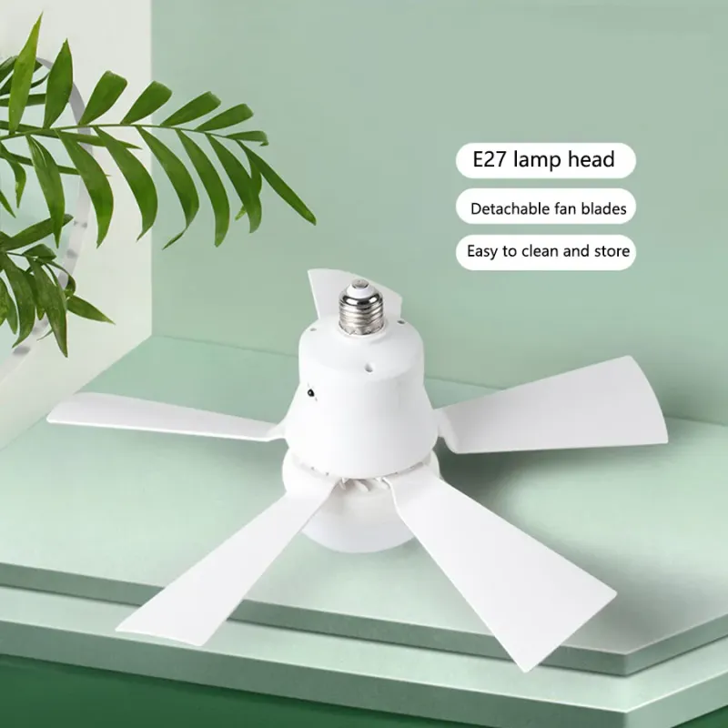 1 Ventilatore da soffitto con luce transfrontaliera, nuovo E27, con attacco a vite, silenzioso, piccolo, intelligente, sospeso, per ristorante e camera da letto_voghion.com