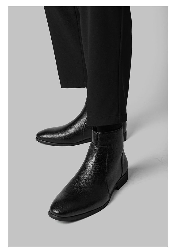 Glide Glide Autunno Inverno Nuovo Uomo Semplice Sottile Morbido Pelle Business Ufficio Europeo Americano Cerniera Laterale Stivaletti Corti Taglia Grande_voghion.com