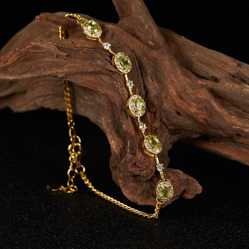 Schmuck S Reines Silber Natürlicher Granatapfel Topas Diopsid Edelstein Armband Für Frauen_voghion.com