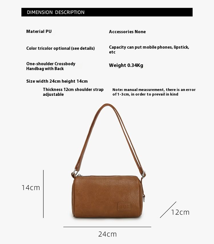 Women's small square simple and versatile, urban commuting single shoulder tote bag, trendy texture Boston bag_voghion.com