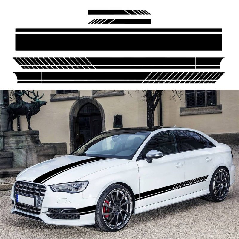 Body Waistline Side Skirt Stripes Hood Rearview Mirror Full Car Decal Stickers_voghion.com