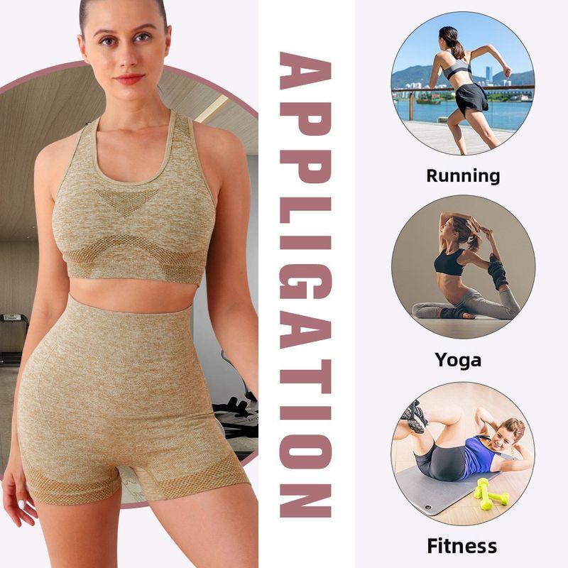 Cross-Border Fitness Quality Version Sports Set Tummy Control Breathable Elastic Hip-Lifting Peach Quick-Dry Yoga Pants_voghion.com