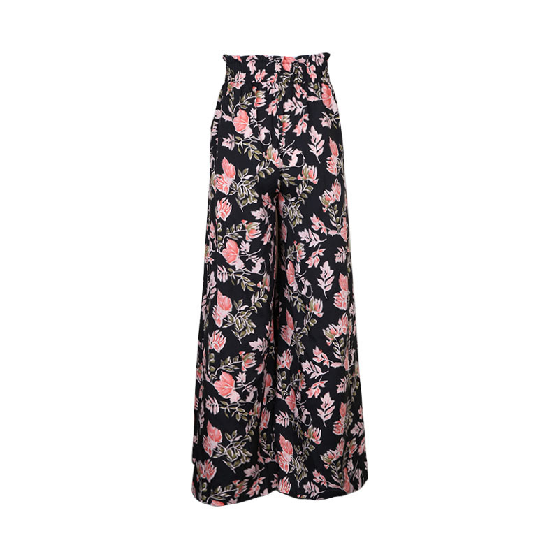 Black Printed Large Flare Wide Leg Pants_voghion.com