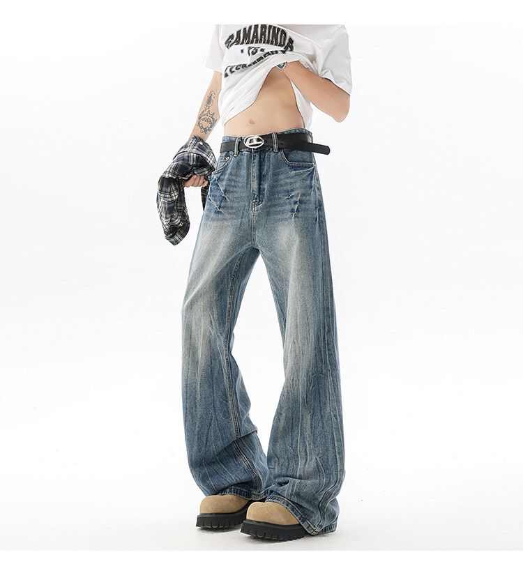 Jeans lunghi 190 Tall Extended Cleanfit Lightning Crack da uomo, pantaloni dritti con micro-pull dal design alla moda_voghion.com