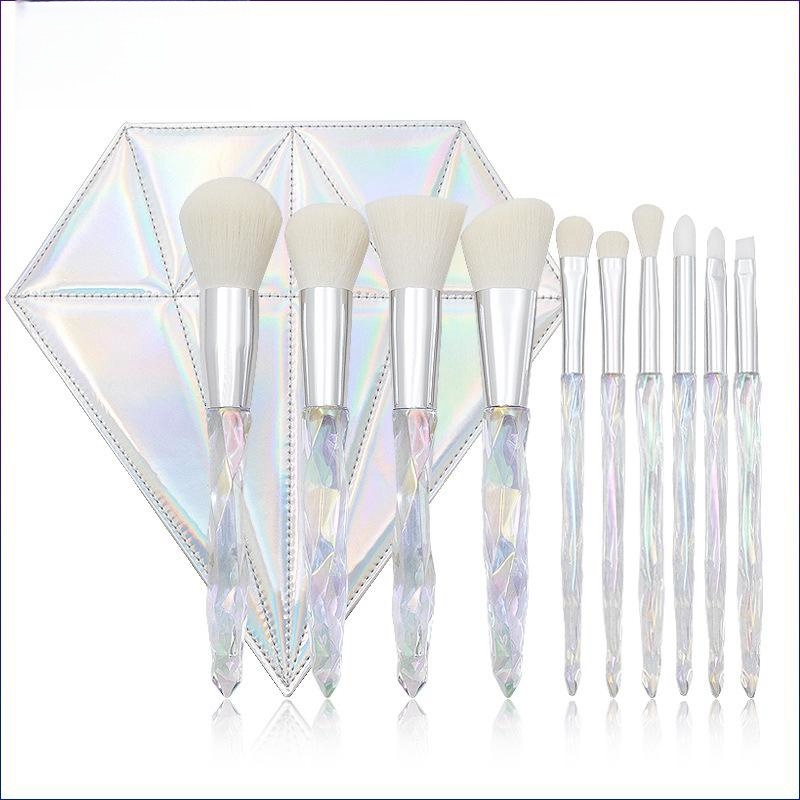 10pcs Diamond Professional Makeup Brushes Set Cosmetic Powder Eye Shadow Foundation Blush Blending Concealer Beauty Make Up Tool Brushes_voghion.com