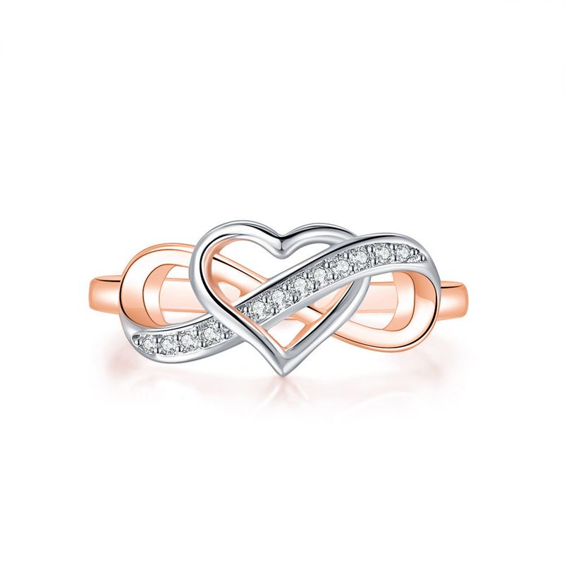 Fashion color separation electroplating hollow heart shaped infinity ring for women zircon jewelry_voghion.com