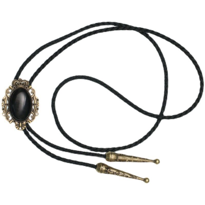 Lässige Halskette, trendige Bolo-Krawatte, Halsband-Accessoires, Metallkrone, Katzenaugen-Hemdschleife, Bolo-Krawatte_voghion.com