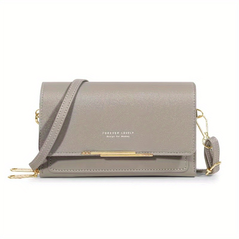 Kleine Umhängetasche für Damen, Umhängetasche mit Metalldekor und mehreren Reißverschlüssen für Telefon, tragbare Handtasche_voghion.com