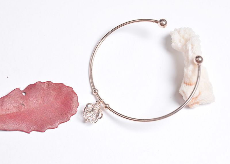 Neit Roségold Schrumpfarmband fir Fraen, einfach a villfälteg ze droen, Handschmuck, Zirkon Blummenarmband, Direktverkaaf_voghion.com