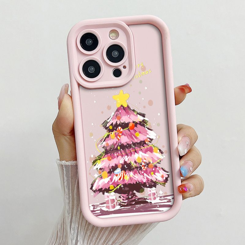 Carcasă de telefon roz cu model brad de Crăciun, moale, TPU, rezistentă la șocuri, pentru Xiaomi 14T 13T 11T 12T 12 13 Pro Lite Poco X6 F6 M6 X5 F5 Pro_voghion.com