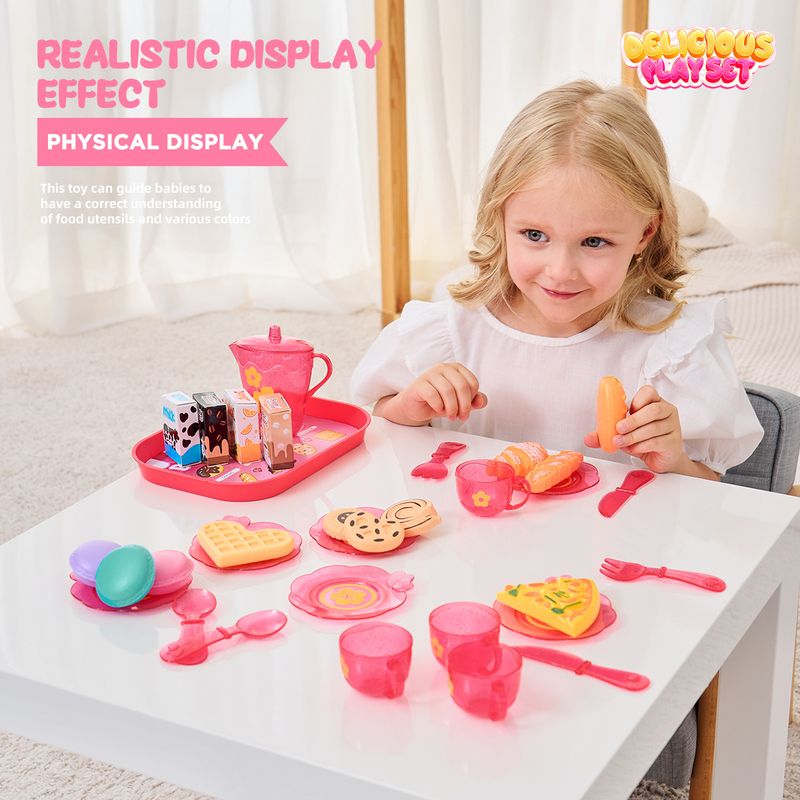 Casa de juegos para niños transfronteriza, utensilios de cocina, té de la tarde, simulación de comida, pastel, juego de té interactivo para niñas, juguete al por mayor_voghion.com