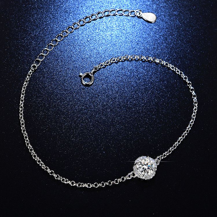 Catena con sei archi a forma di fiocco per donna, semplice braccialetto alla moda con girasole imitato in moissanite_voghion.com