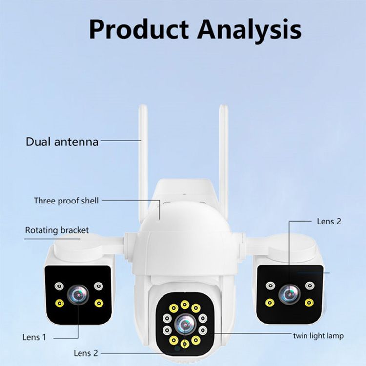 Telecamera di sicurezza Wi-Fi con rotazione a 360° e visione notturna, 6 MP HD, impermeabile IP66, memoria per scheda TF, compatibile con spine US/EU/UK/AU_voghion.com