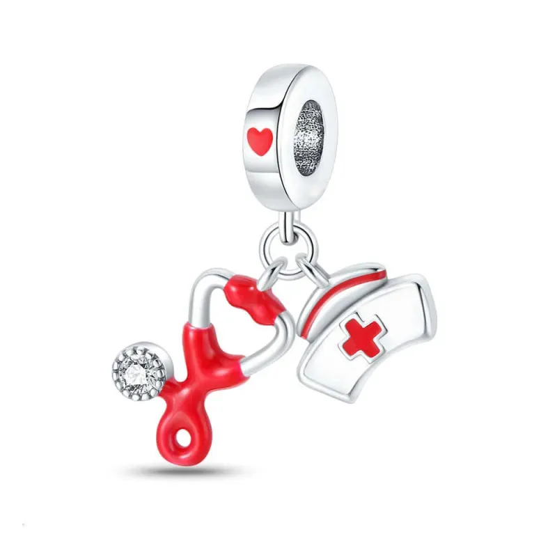 Breloques en argent sterling 925, série professionnelle, artiste peintre, médecin, pendentif perle, best-seller, compatible avec les bracelets en argent, à faire soi-même_voghion.com