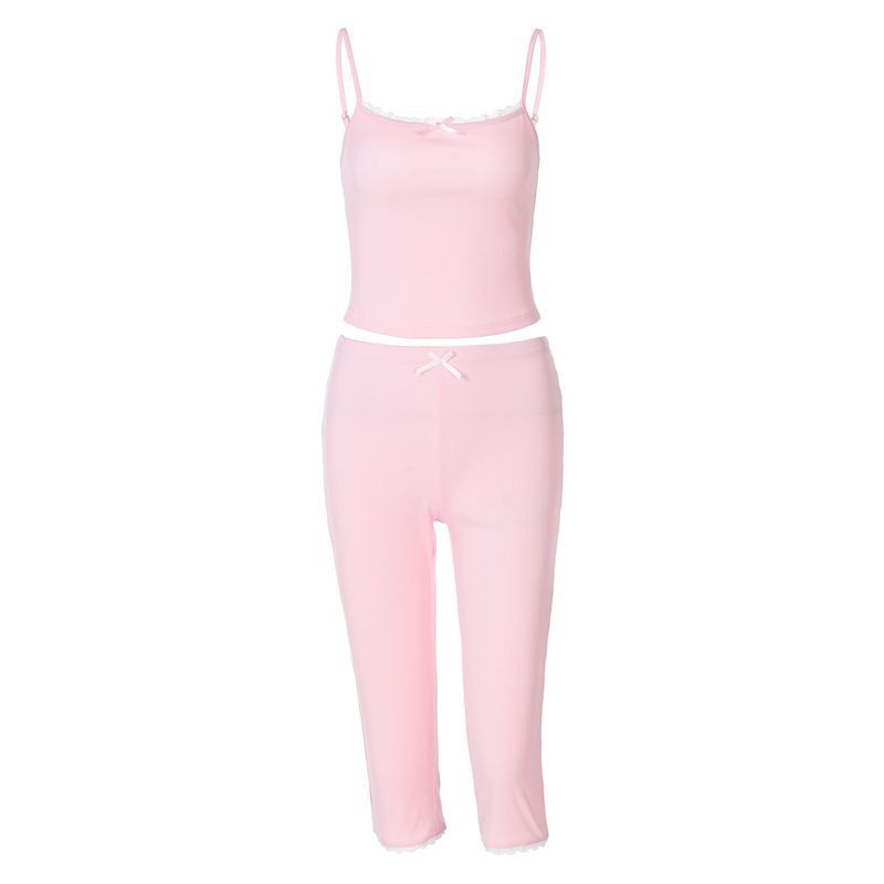 Heißer Verkauf frauen Kleidung 2025 Frühling Sommer Neue Mode Spitze Trim Leibchen Top Schlank Shorts Set_voghion.com