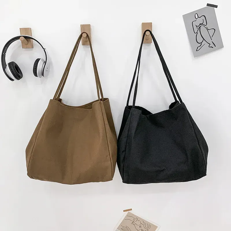 Lässiger Canvas-Shopper mit großer Kapazität, hochwertige, umweltfreundliche, wiederverwendbare Einkaufshandtasche für Damen, Reise-Umhängetaschen für den Alltag_voghion.com