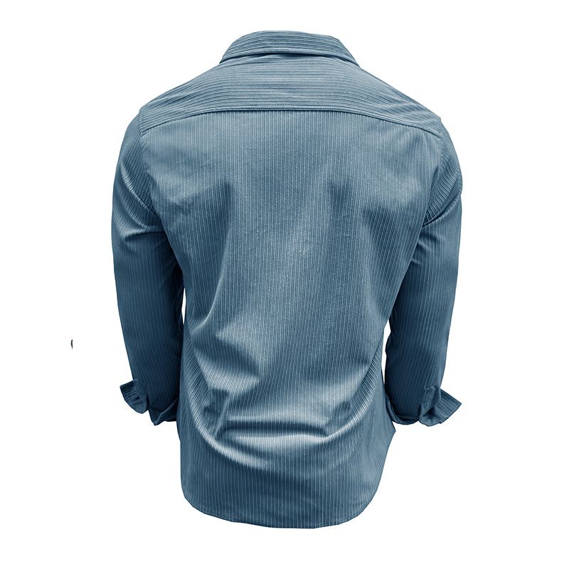 Camicie casual da uomo per autunno e inverno, camicie a maniche lunghe in velluto a coste da uomo, top con risvolto_voghion.com
