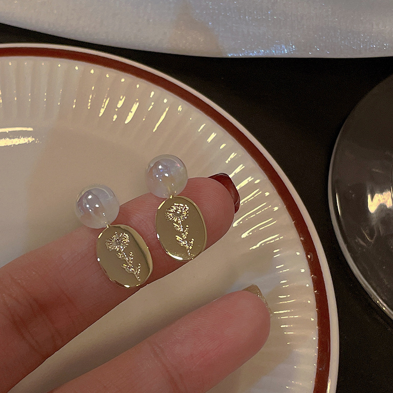 Orecchini pendenti a forma di cuore con perle in argento coreano 2025, nuovi, alla moda, eleganti e semplici, per le donne_voghion.com