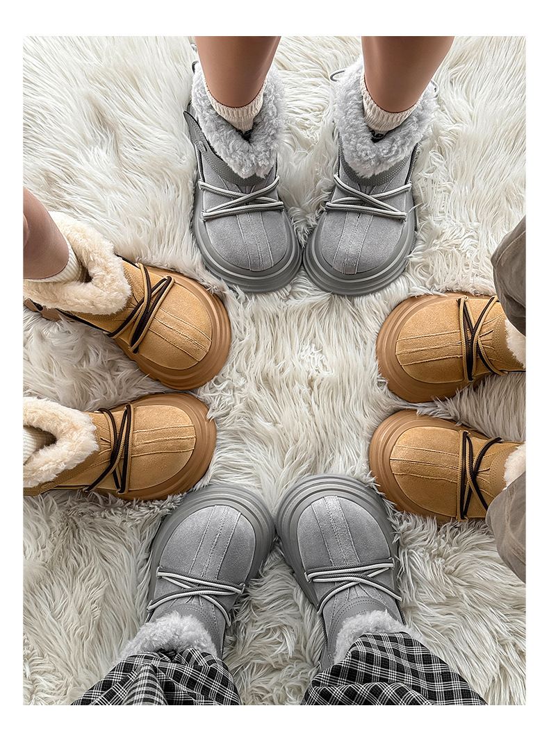 Buffny Couple's Winter Boots - Platform Slip-On Snow Shoes With Faux Fur Lining, Waterproof & Slip-Resistant Rubber Sole_voghion.com