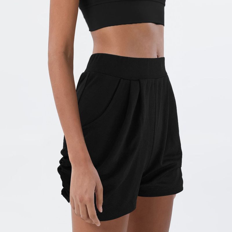 Short décontracté extensible minimaliste – Couleur unie avec poches sportives (S-2XL, noir et plus)_voghion.com