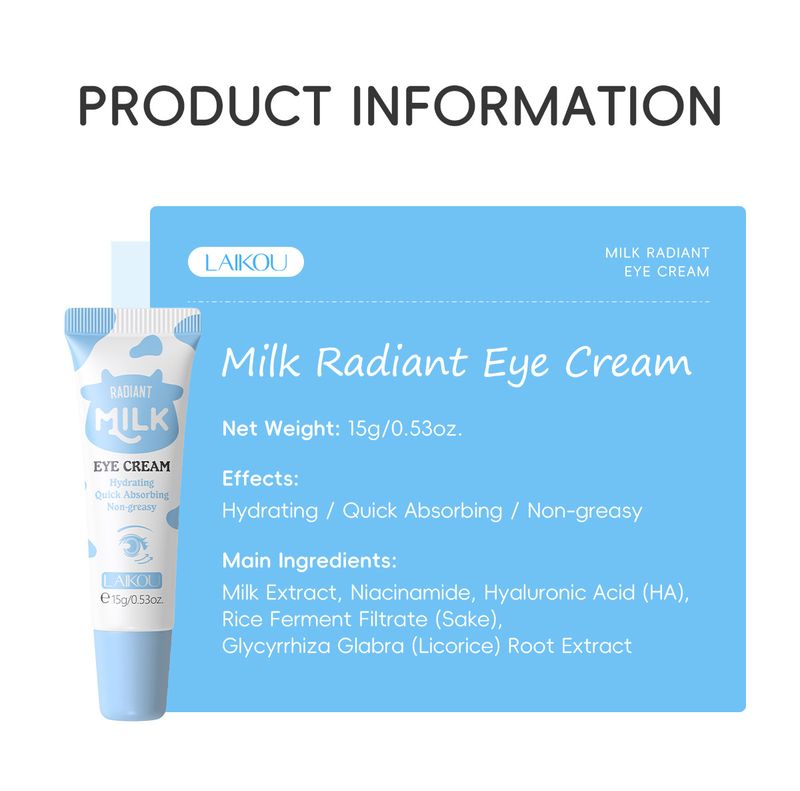 Crema contorno occhi al latte LAIKOU 15 g Crema idratante, nutriente e nutriente per la pelle del contorno occhi_voghion.com