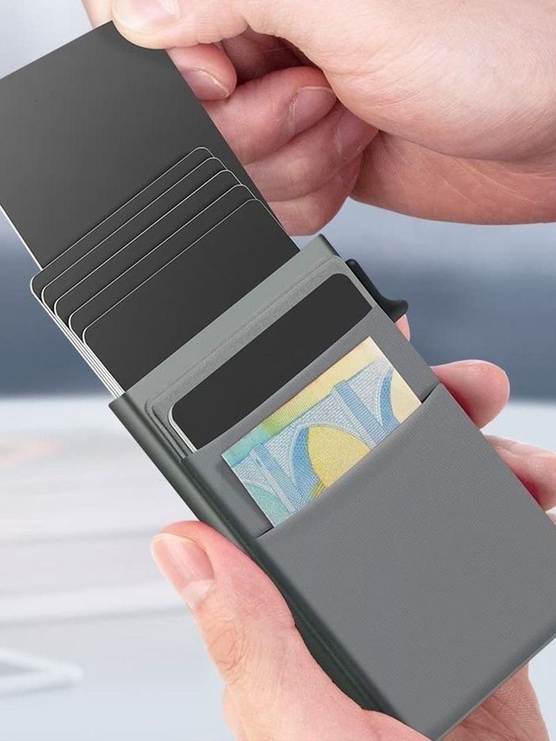 Kortfodral Multifunktionellt kontantklämma Kreditkortsfodral Rfid Sidotryck Stöldskyddande borste Multikortsväska Metallväska Aluminiumlegering Kortlåda_voghion.com
