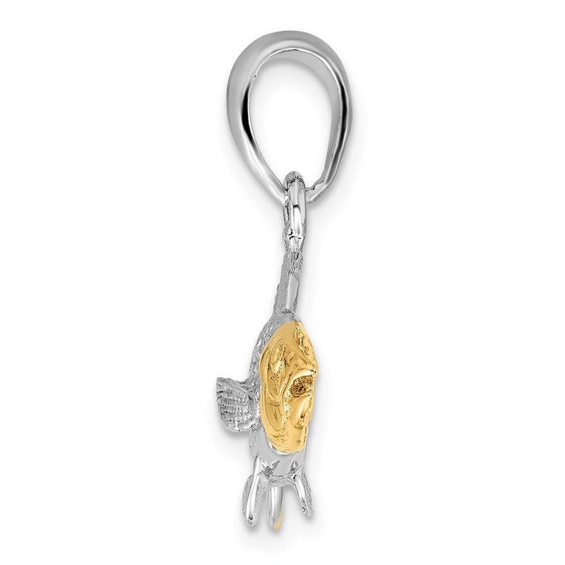 Sterling Silver Textured Redfish W/14k Accents Pendant_voghion.com
