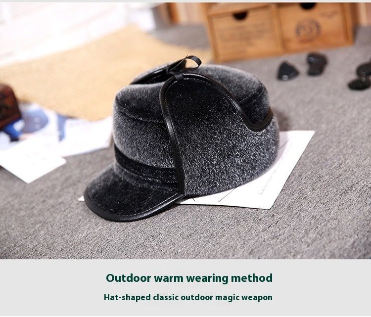 Men Middle-aged And Elderly Autumn And Winter Mink Fur Pilot Hat Warm Ear Protection Cold Proof Arctic Fleece Hat Gift For Elders_voghion.com