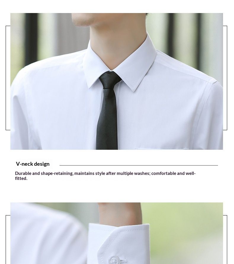 Chemise blanche à manches longues unie pour homme, collection printemps-automne haut de gamme Cove, vêtements de travail professionnels pour femmes et hommes._voghion.com