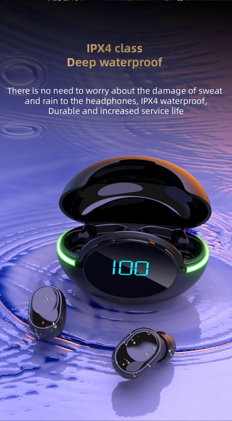 Y80 New Bluetooth Earphones Tws Wireless Sports Running Waterproof Noise Reduction Gaming Esports Mobile Digital Display_voghion.com