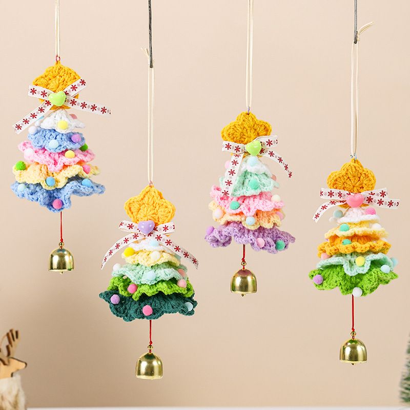 Decorazione per porta, da appendere alla parete, in filato intrecciato a mano, a forma di fiocco di neve, a forma di albero di Natale_voghion.com