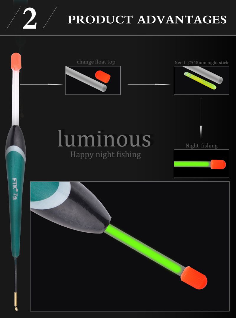 FISHKING Inserto per lancio lungo Bastone luminoso in legno di abete Galleggiante per la pesca a galleggiante ispessito e accattivante_voghion.com