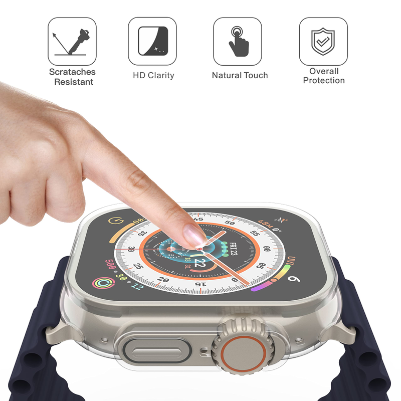 Urkasse til Apple Watch Ultra 49MM Series 8 7 SE 6 5 4 3 2 45MM 41MM 44MM 40MM Gennemsigtigt cover Apple Watch Skærmbeskytter_voghion.com