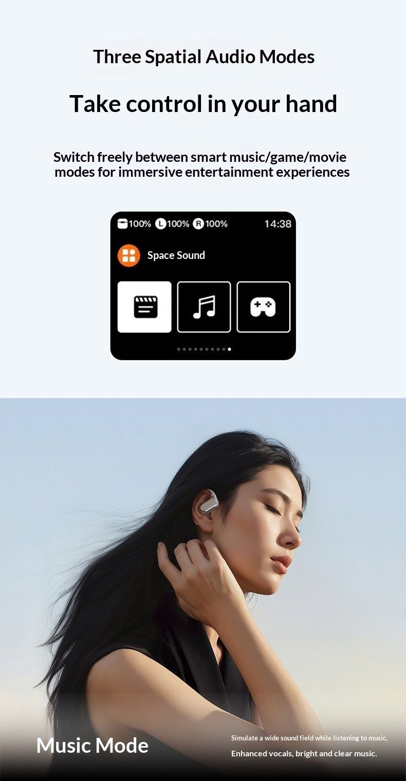 NeoGear Q18 Bluetooth Earbuds Over-Ear With ANC Noise Cancelling AI Smart Translation Stereo Color Screen Wireless_voghion.com
