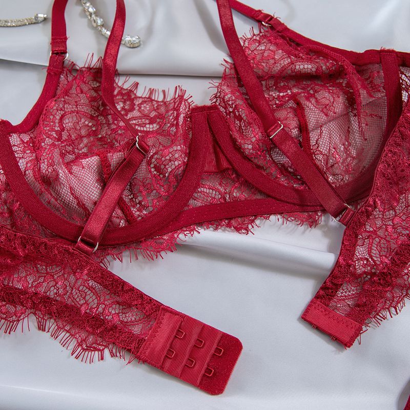 Women's Intimates Big Chest Small Thin Hollow Bra Thong Women's Underwear Set_voghion.com