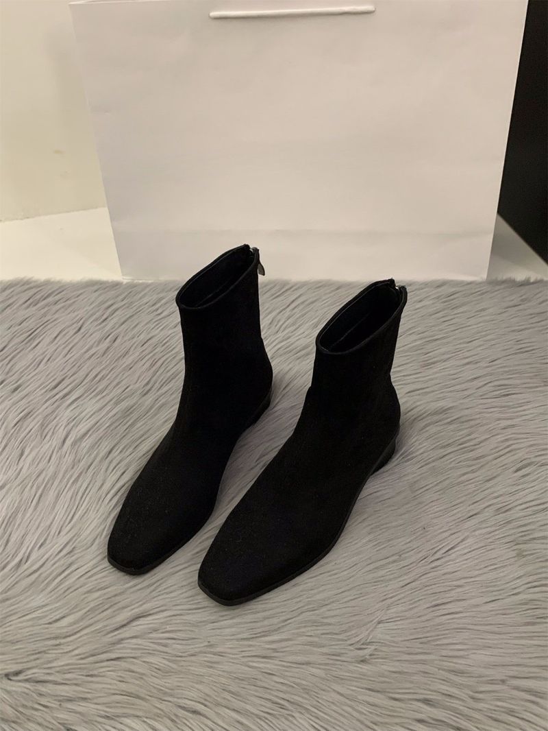 Thick Heel Suede Korean Style Small Ankle Boots Women's Shoes 2025 New Autumn And Winter Plus Velvet Martin Boots Coffee Color Skinny Short Boots_voghion.com