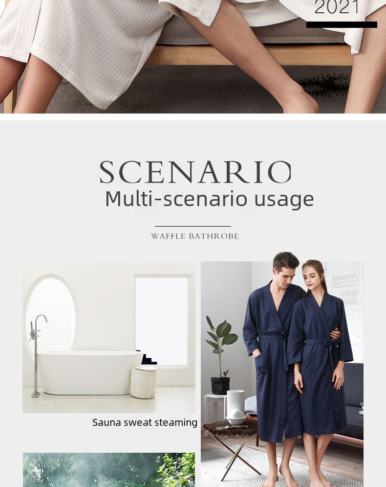 Couple's Waffle Robe - V-Neck Lightweight Bathrobe Set_voghion.com