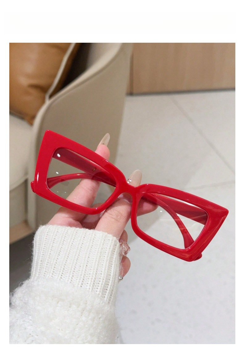 Cat Eye 2025 Square Street Style Makeup Free Plain Glasses Large Frames_voghion.com