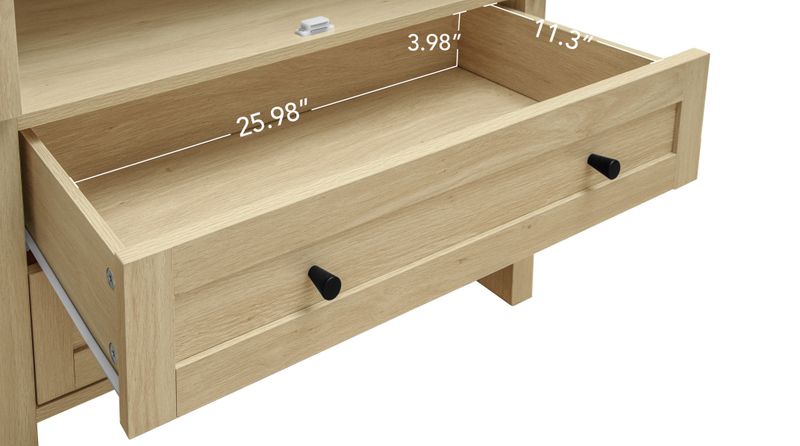 Hochschrank Naturfarben 178cm Mit Acrylglastüren, 2 Schubladen, Bogenförmig_voghion.com