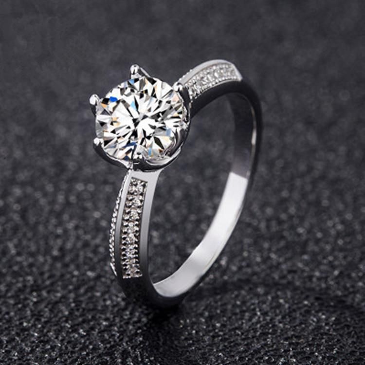 Broadcast High Carbon Heart Eight Arrow per donna Anello da sposa con diamante a sei griffe, semplice, da un carato_voghion.com