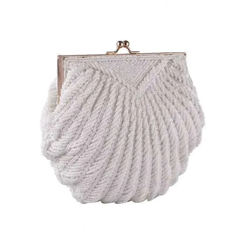 Borsa da sera da donna, modello 2025, con pochette, da sposa, con perline, alla moda, con catena a conchiglia, per feste, Li-383 Bag_voghion.com
