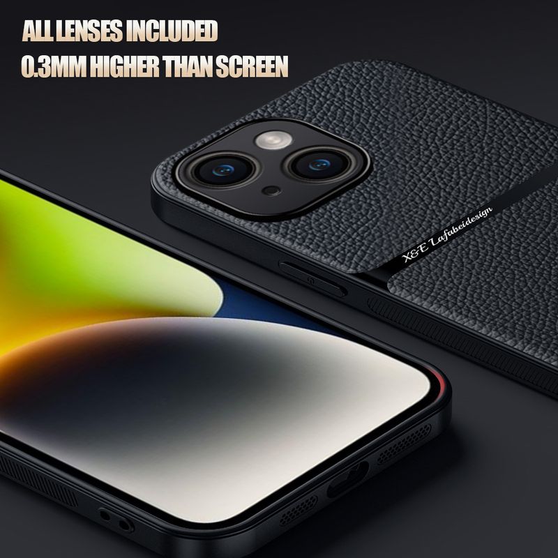 Leather Texture Magnetic Car Stand Holder Phone Case For Iphone 11 16 Pro Max 12 13 14 15 13Pro Cases Lens Protector_voghion.com