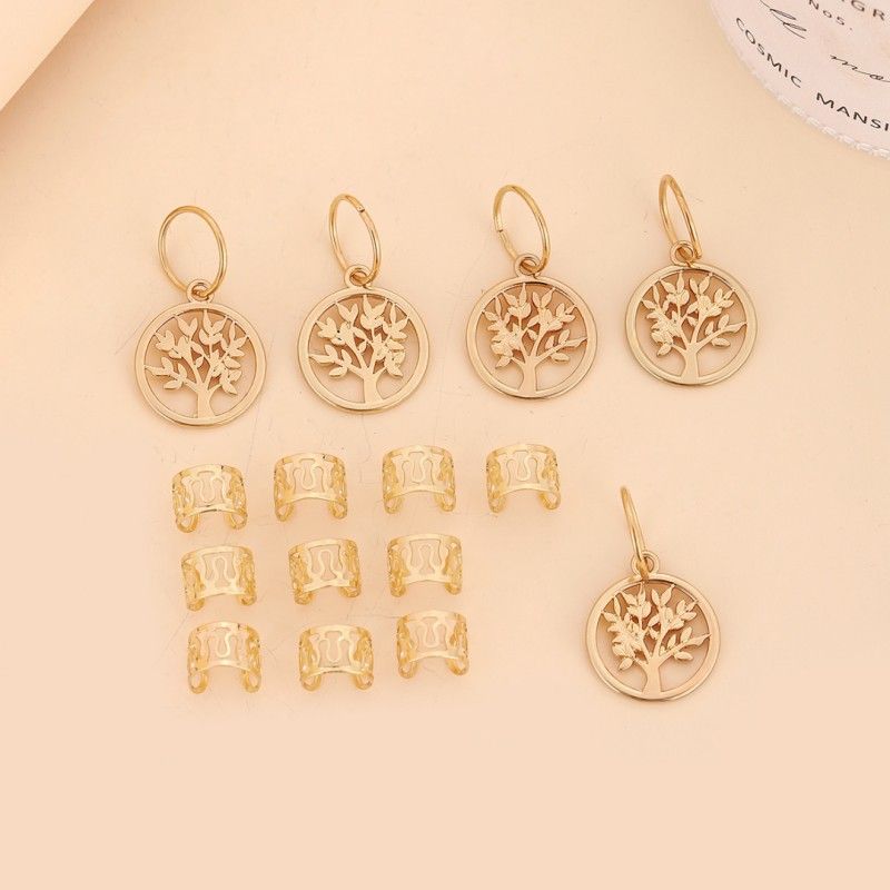 15-teiliges Set personalisierter hohler Haarspangen aus Metall in Dreadlock-Blattform, Haarschmuck zum Flechten von Perücken_voghion.com