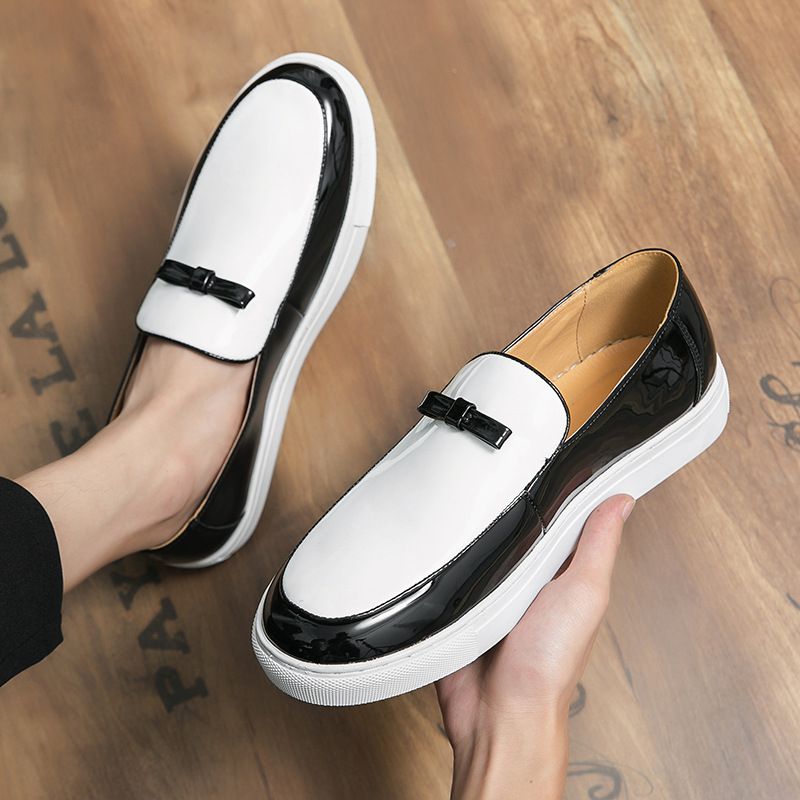 Suitable For All Seasons Large Size Leather Shoes Men 38-47 Slip-On Lazy Casual Shiny Loafers_voghion.com