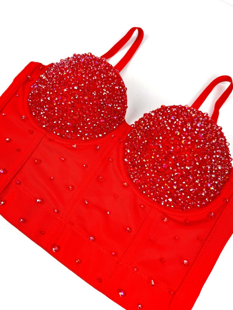 Women's Clothing Shiny Beads Handmade High End Outer Wear Small Camisole Herringbone Bra_voghion.com