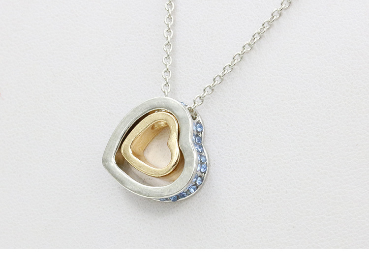 Korean version double crystal necklace with full diamond double-layer peach heart collarbone chain jewelry_voghion.com