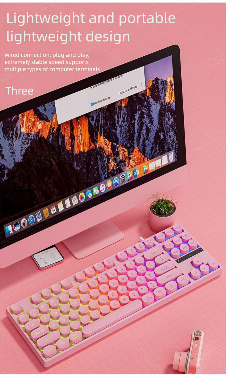 Teclado mecânico real com 87 teclas, mouse para jogos, com fio, para laptop, pequeno, silencioso e de alta estética_voghion.com
