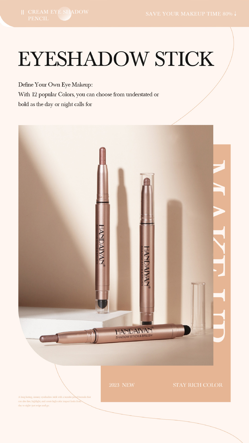 HANDAIYAN Double - Ended Eyeshadow Stick Set, Pearlescent & Matte Eyeshadow With Highlighter, Create Charming Puppy Eyes, Quick - Drying_voghion.com